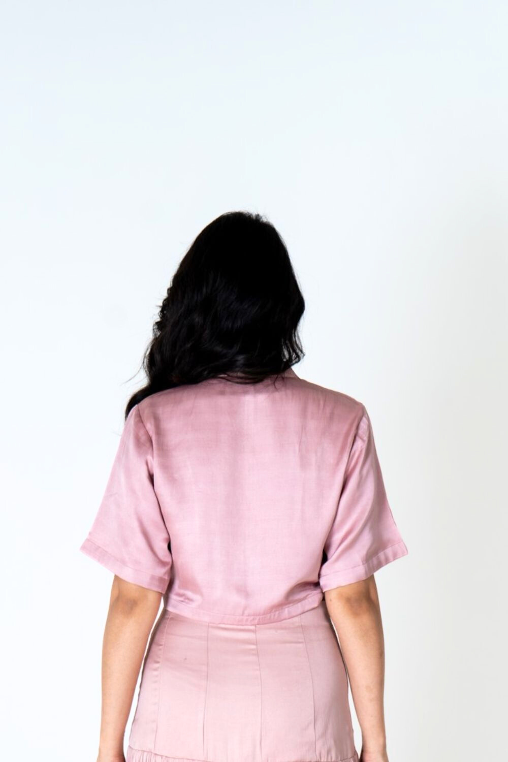 Pink-Orange Color-Blocked Crop top