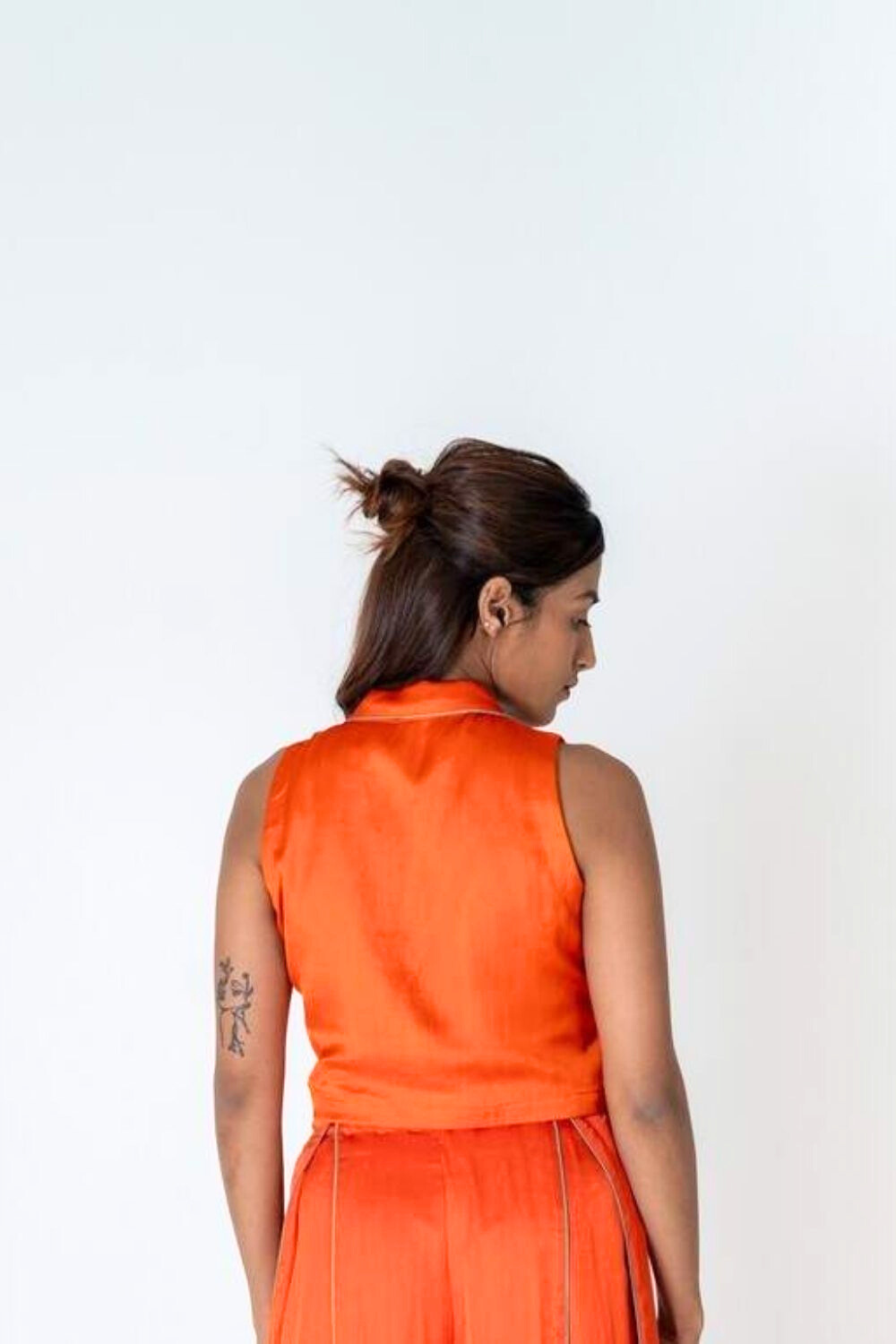 Orange Sleeveless Waistcoat Top