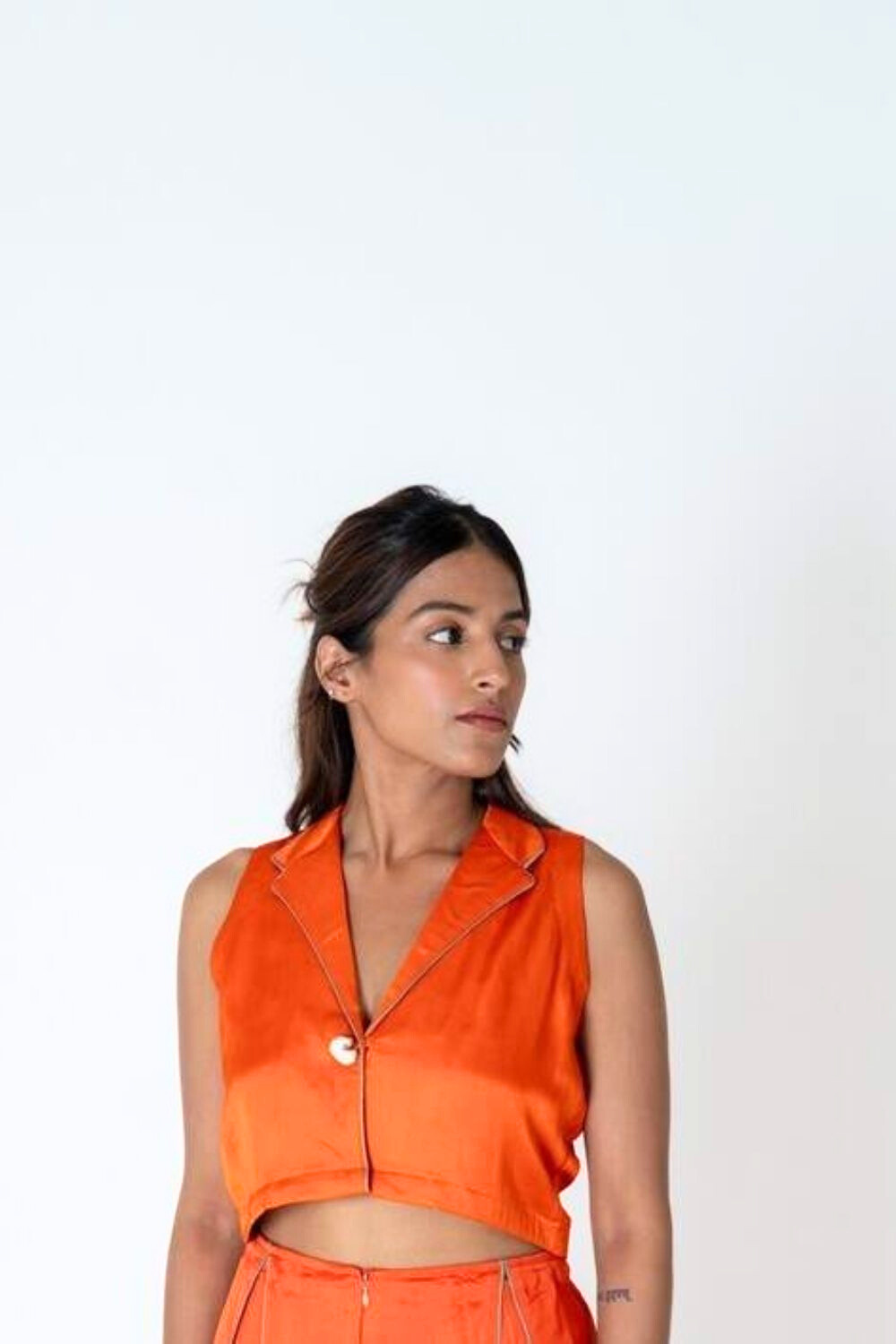 Orange Sleeveless Waistcoat Top