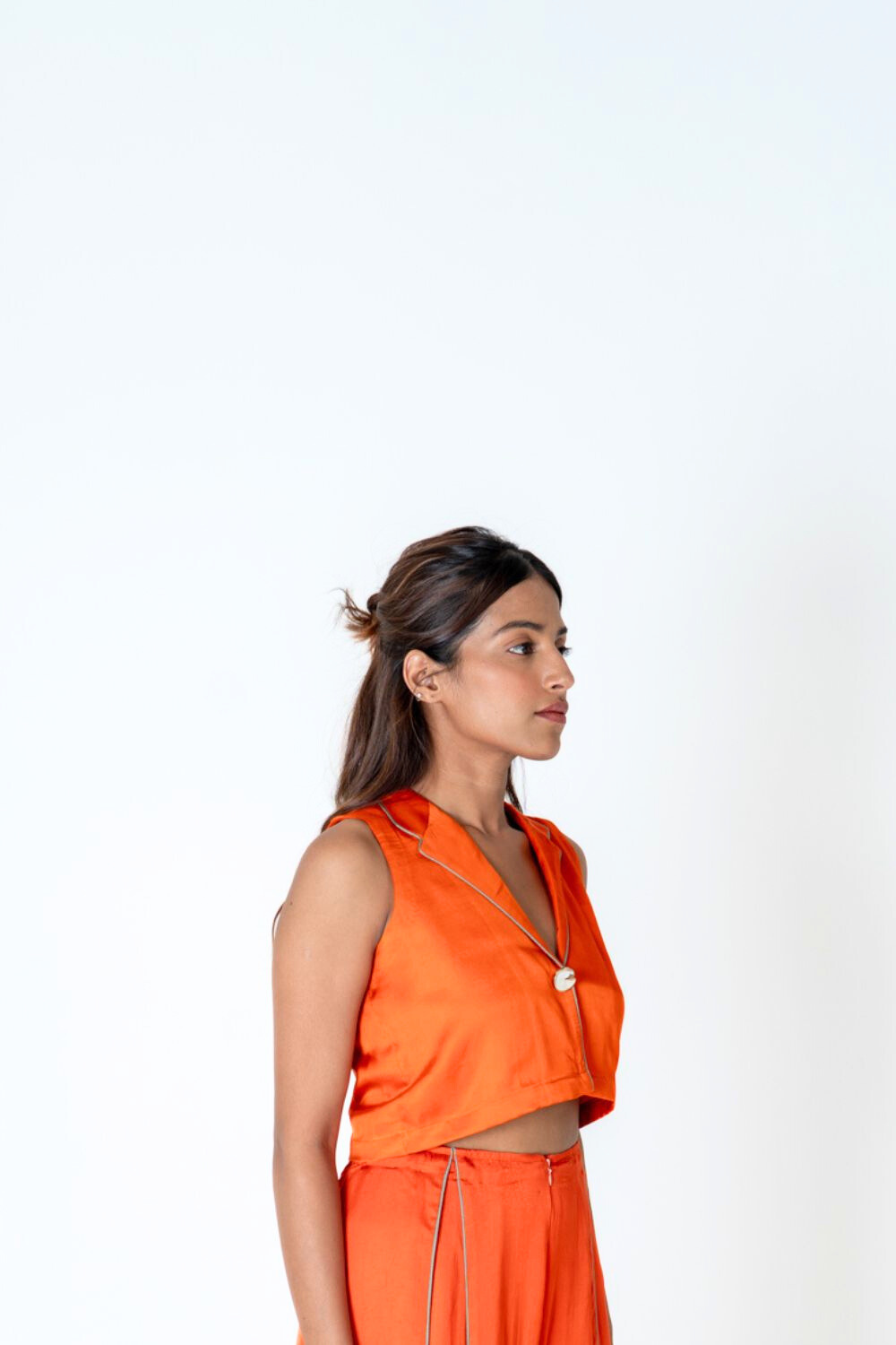 Orange Sleeveless Waistcoat Top