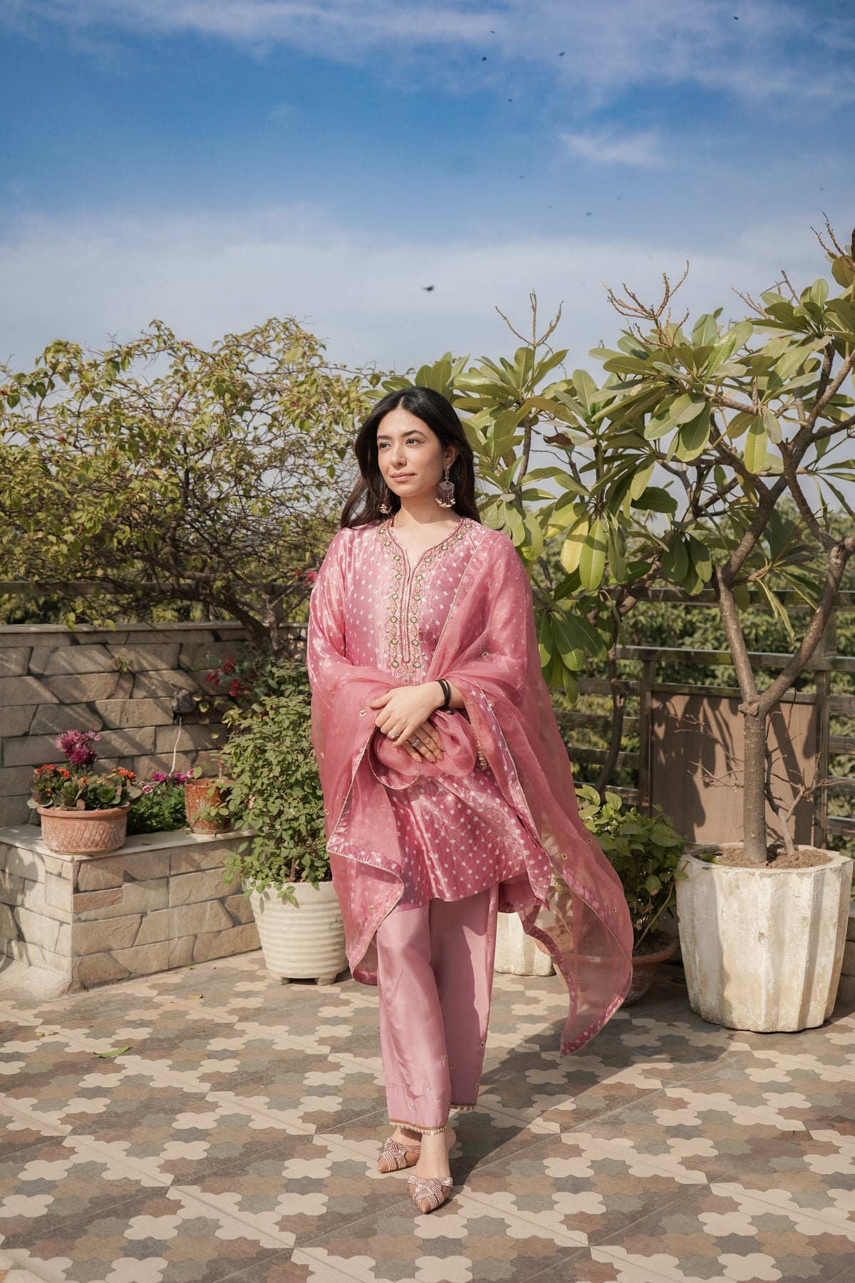 Blush Pink Bandhani Set