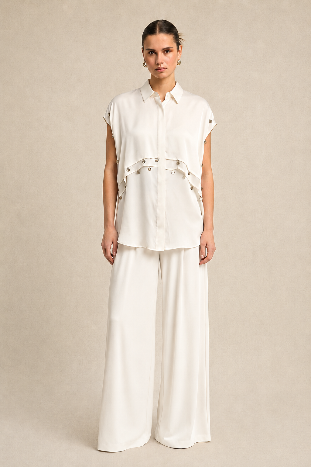 Ivory White Coin Flap Co-ord set