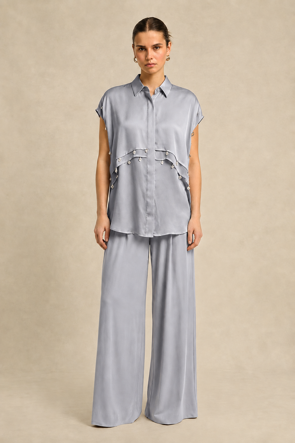 Steel Grey Coin Flap Co-ord set
