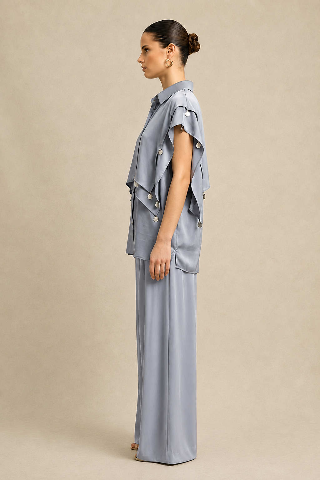 Steel Grey Coin Flap Co-ord set