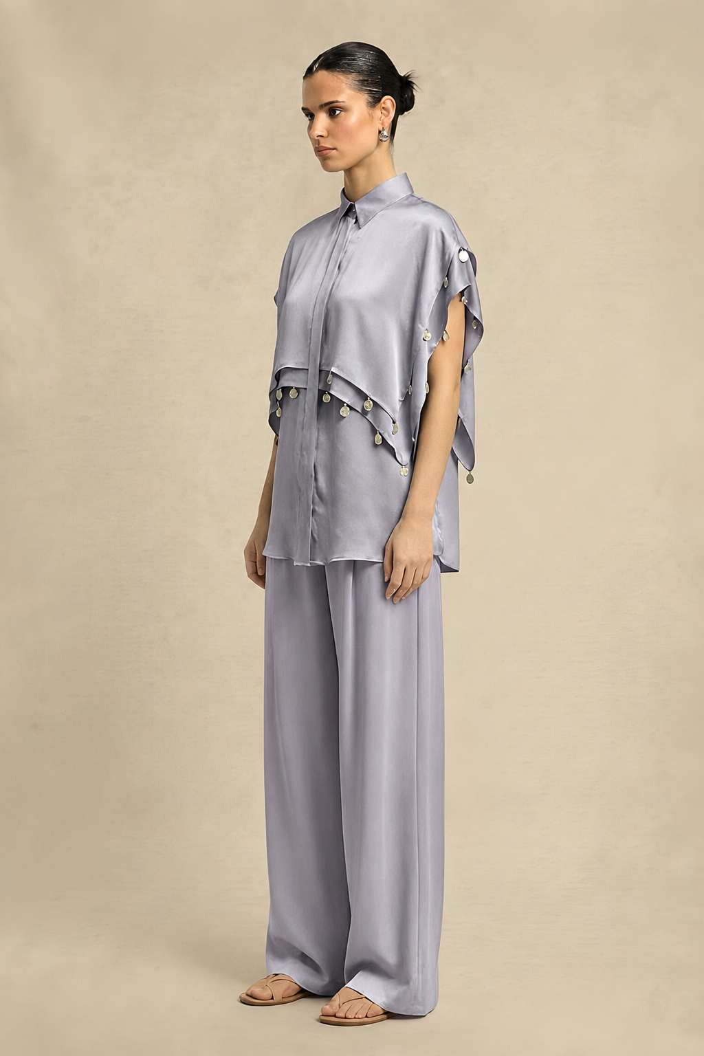Steel Grey Coin Flap Co-ord set