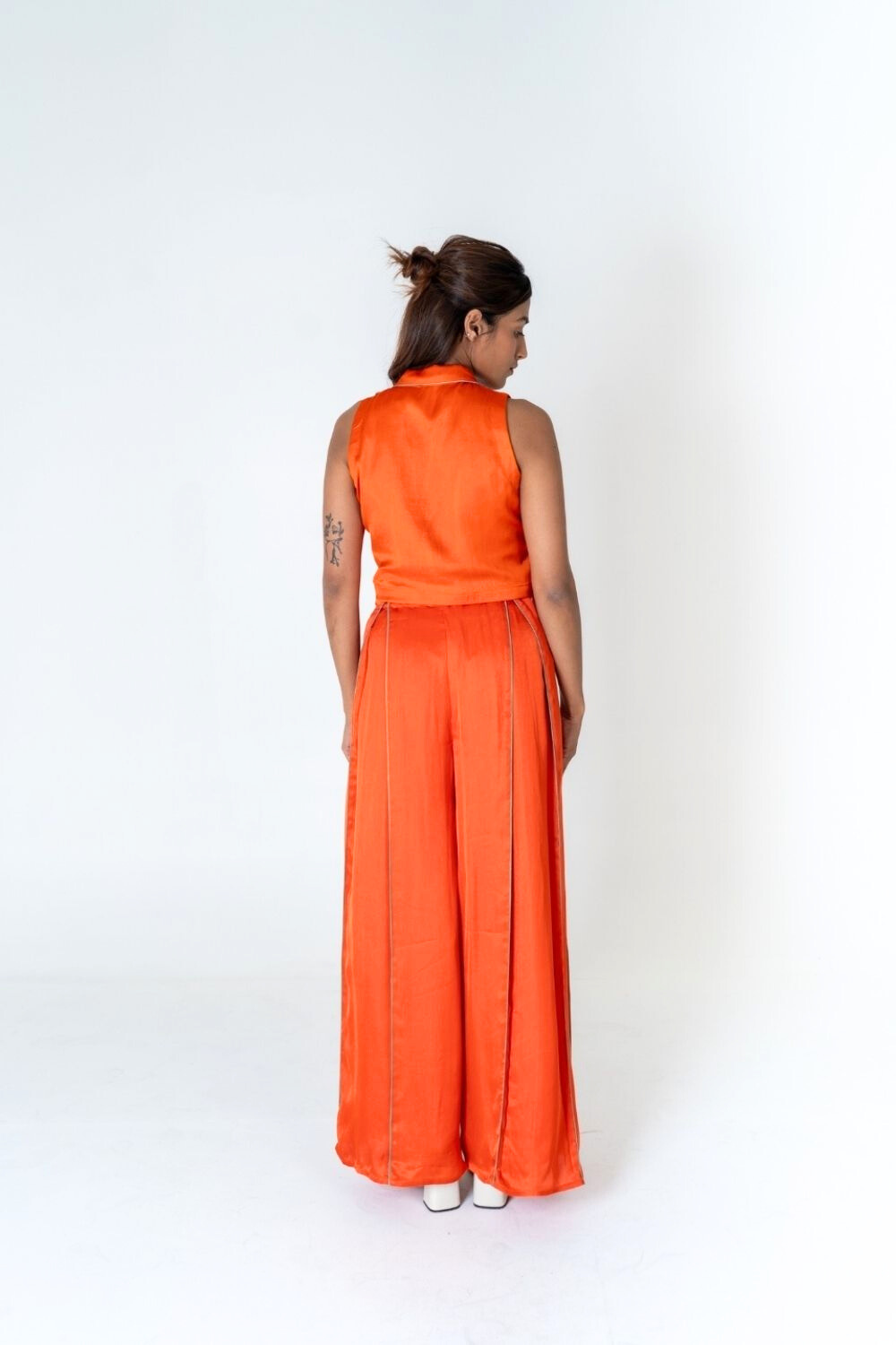 Orange Sleeveless Waistcoat Co-ord Set