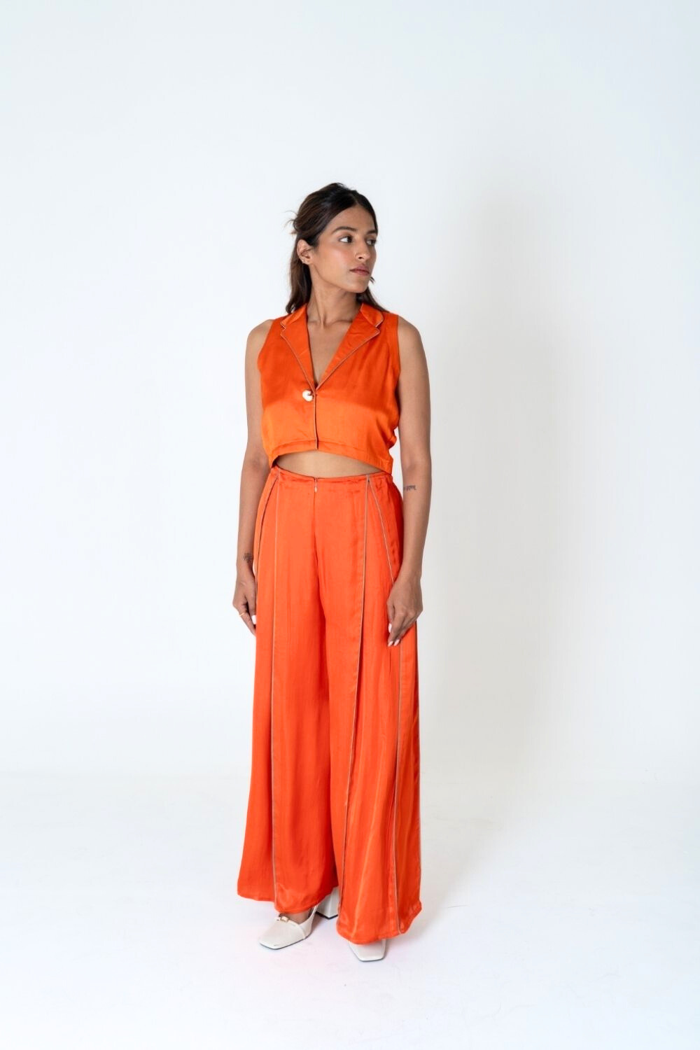Orange Sleeveless Waistcoat Co-ord Set