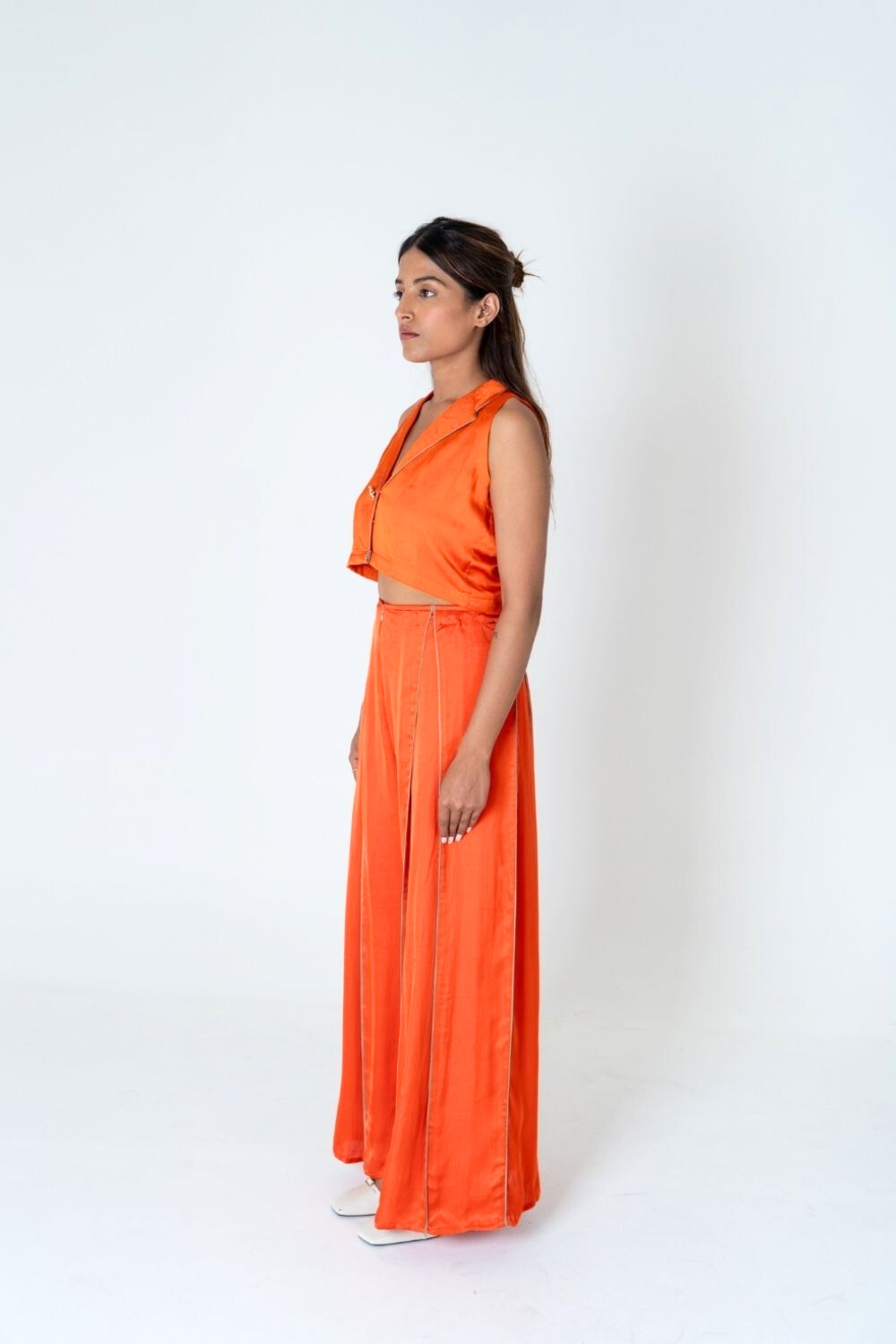 Orange Sleeveless Waistcoat Co-ord Set