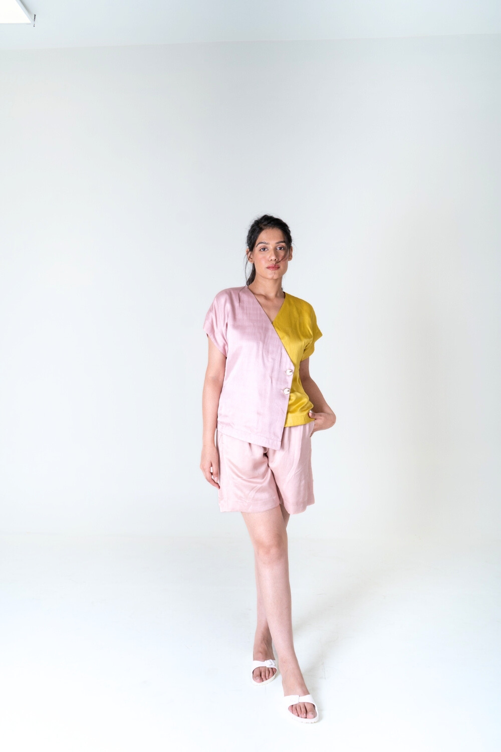 Pink-Yellow Short Co-ord Set