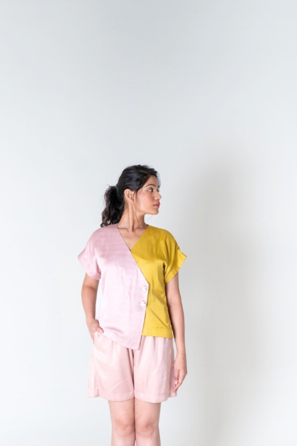 Pink-Yellow Short Co-ord Set