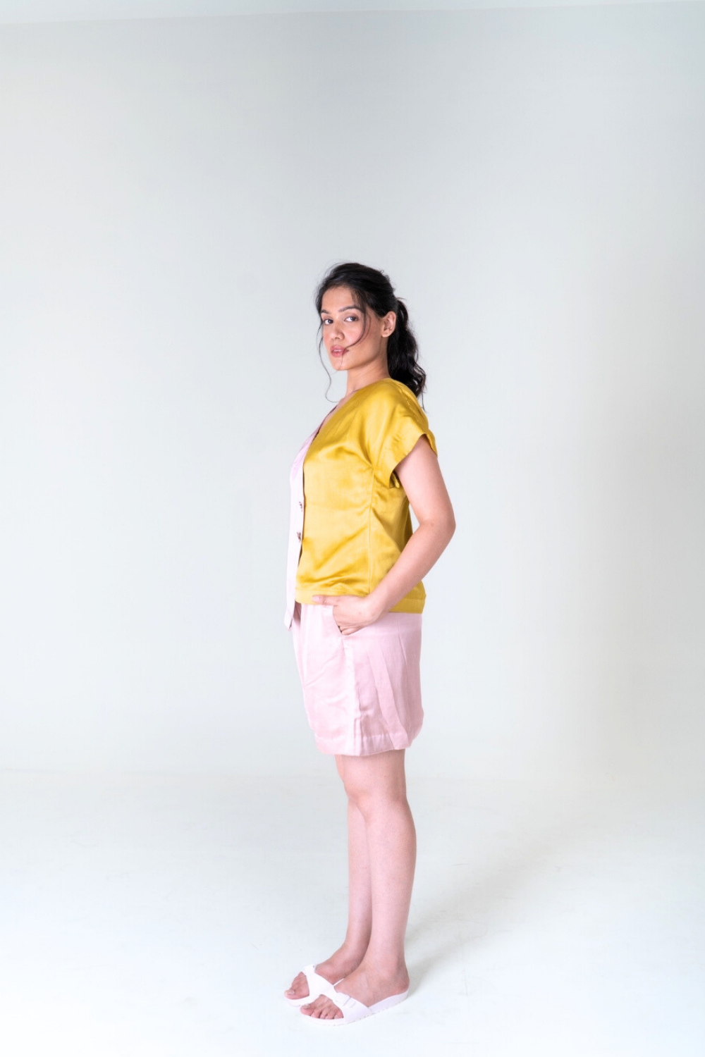 Pink-Yellow Short Co-ord Set