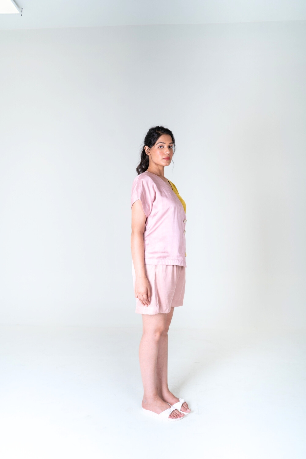 Pink-Yellow Short Co-ord Set