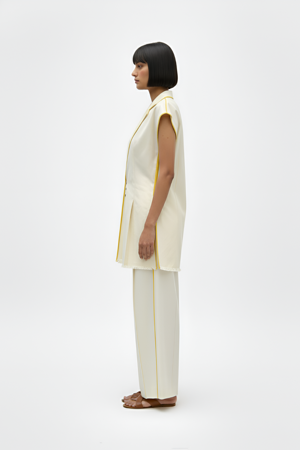 Ivory-Mango Yellow Blazer Set