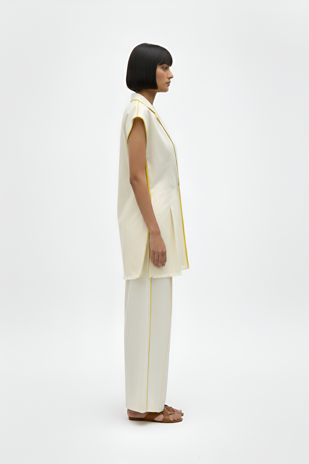 Ivory-Mango Yellow Blazer Set