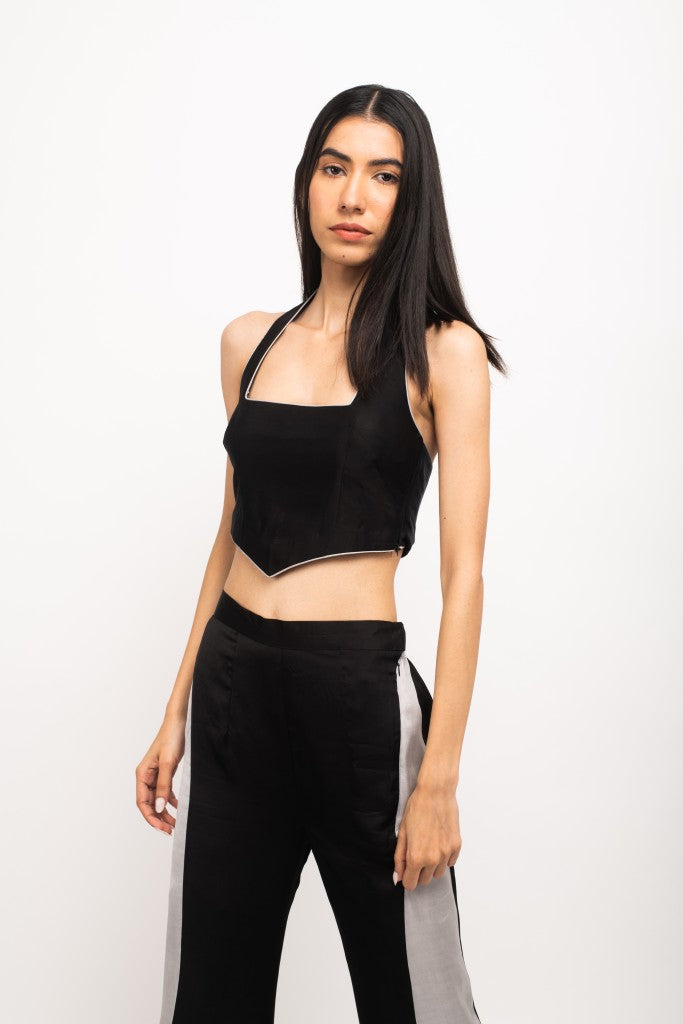 Black-Grey Halter Neck Set