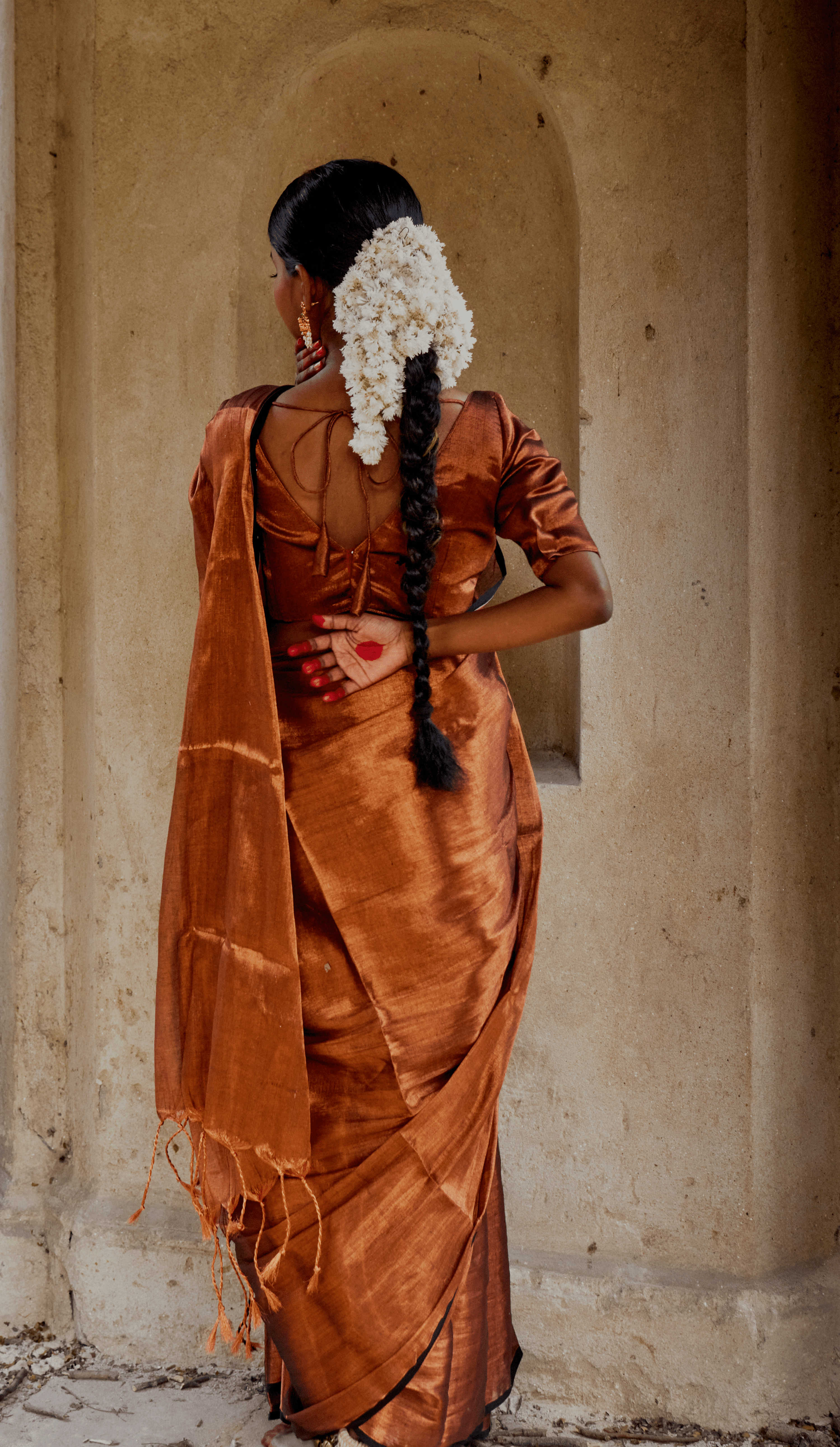 Copper Kalakar I Copper Handloom Tissue Saree