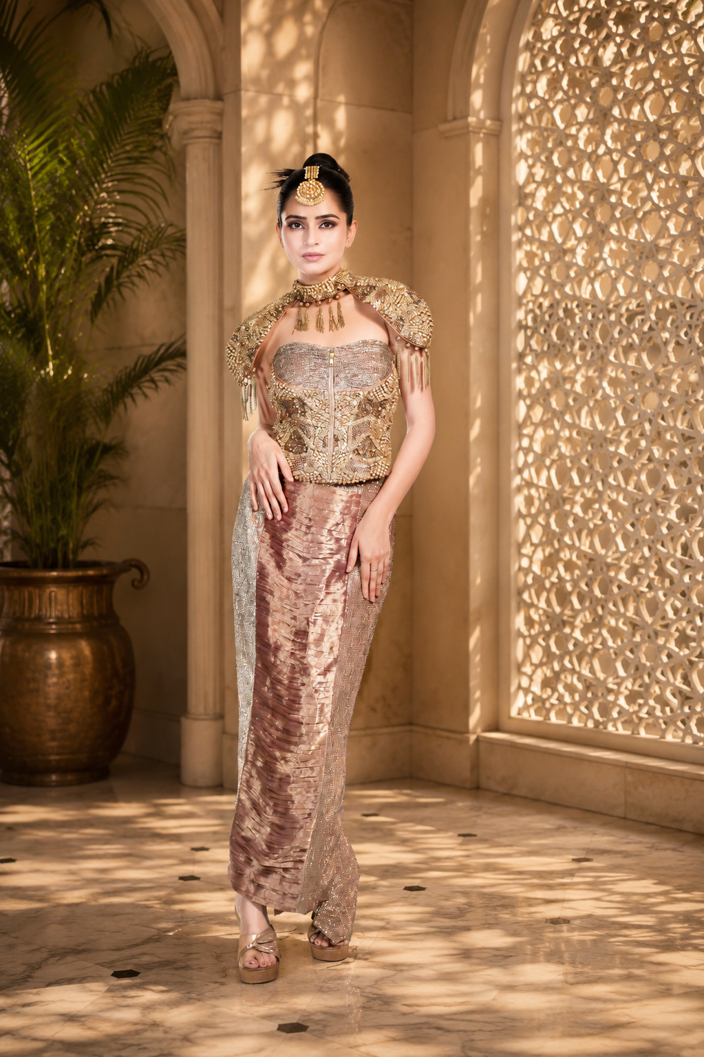 Copper Gold Rusing Skirt Corset