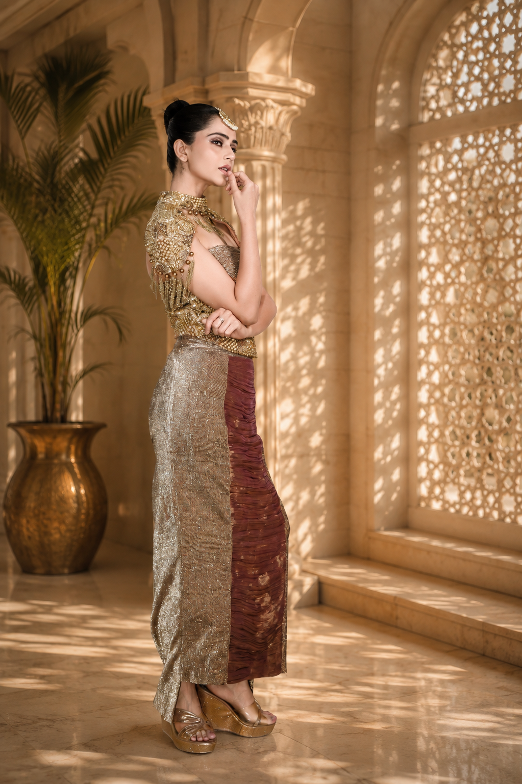 Copper Gold Rusing Skirt Corset