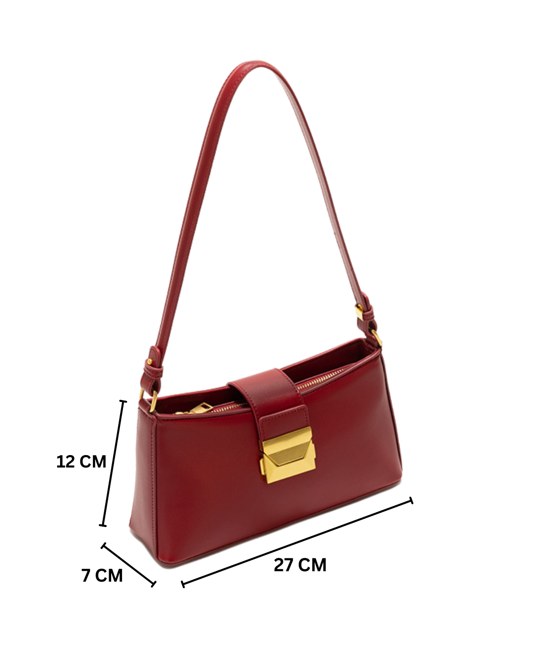 Felice - Ladies Baguette Bag, Faux Leather, col. Red