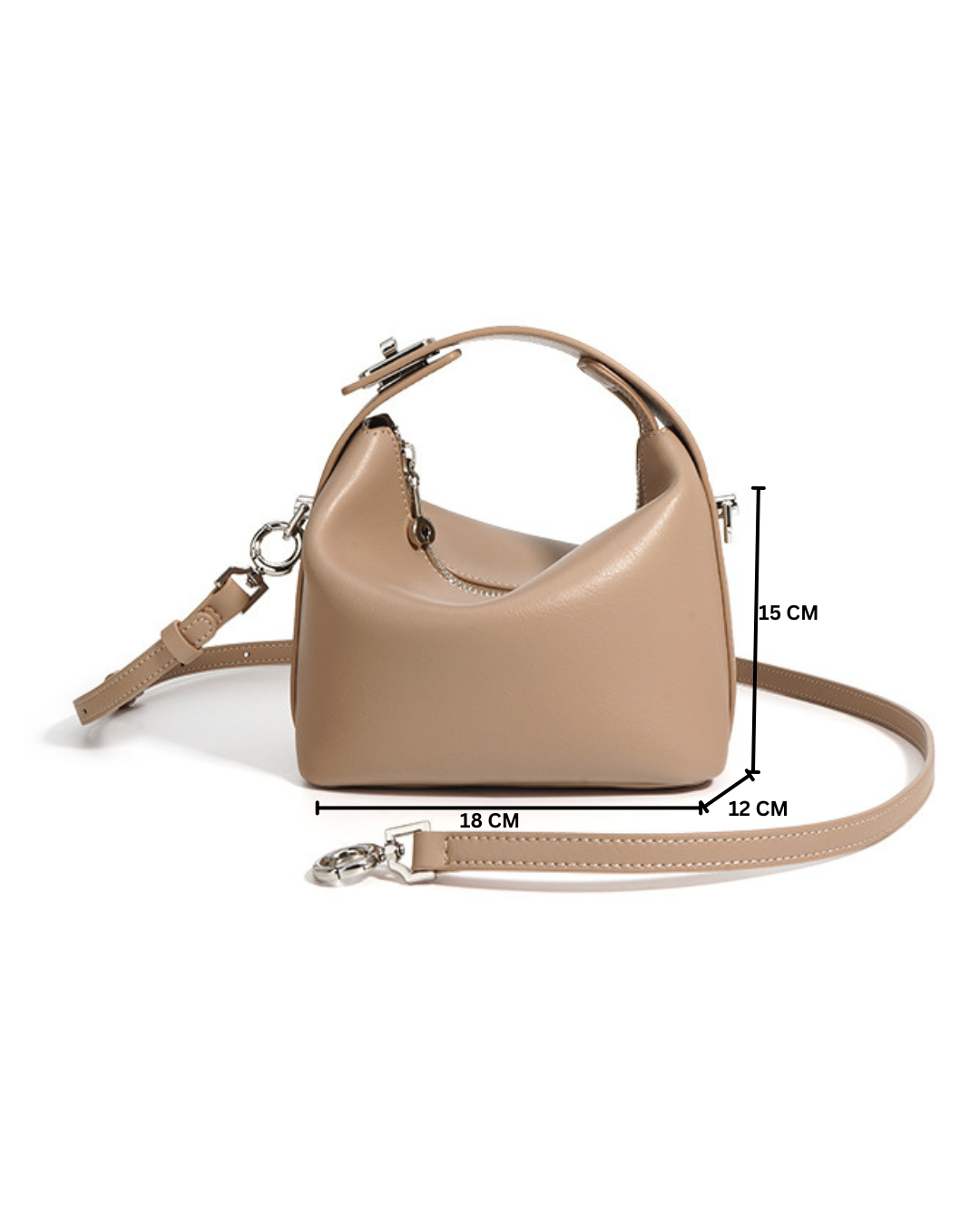 Liora- ladies leather handbag col.smoke powder