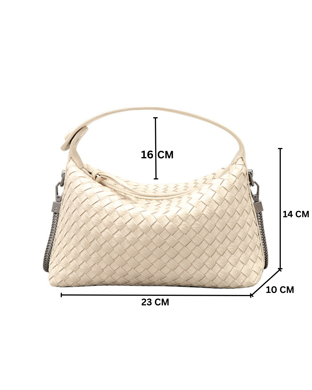 Fero- woven ladies handbag col.pearl white