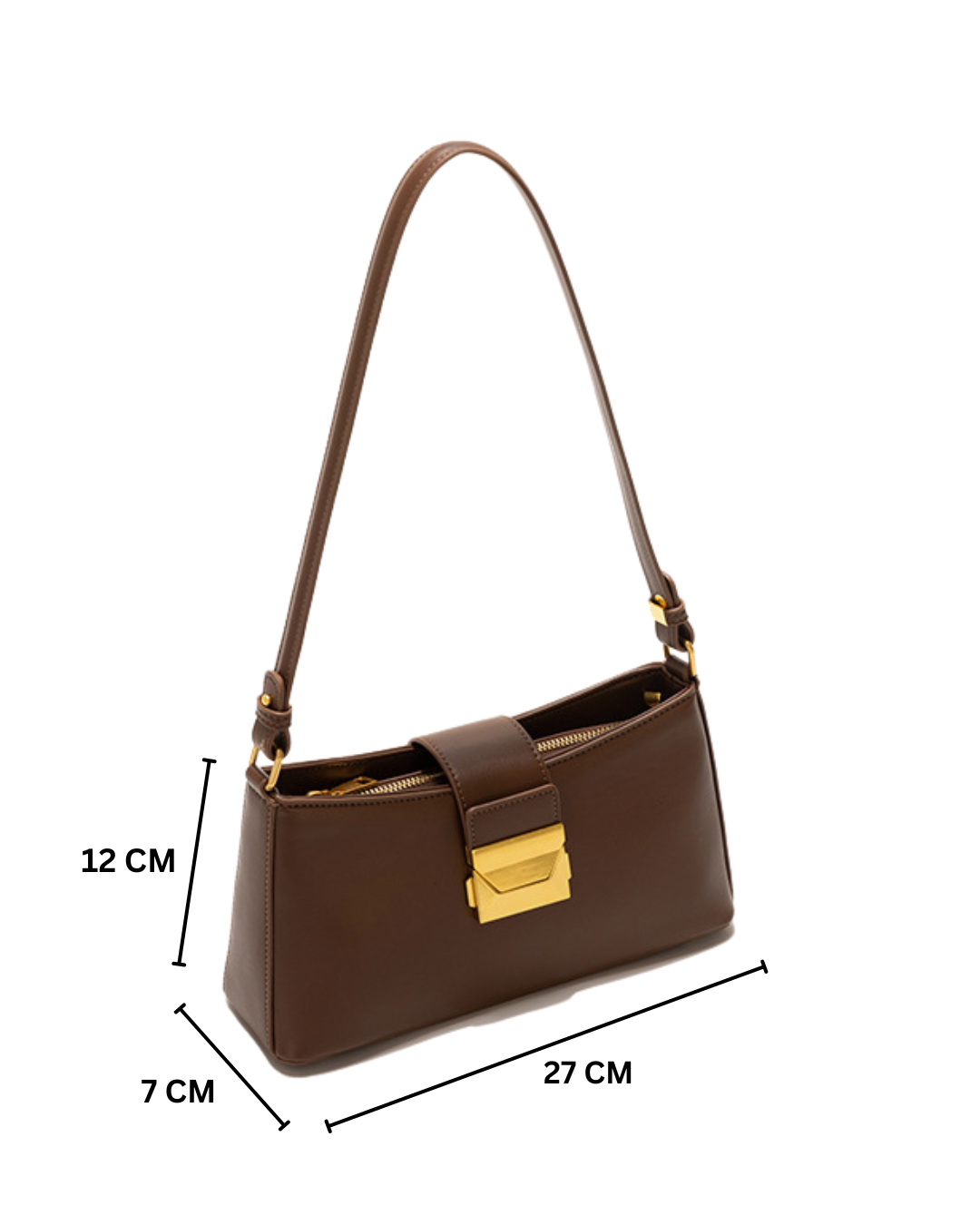 Felice - Ladies Baguette Bag, Faux Leather, col. Brown