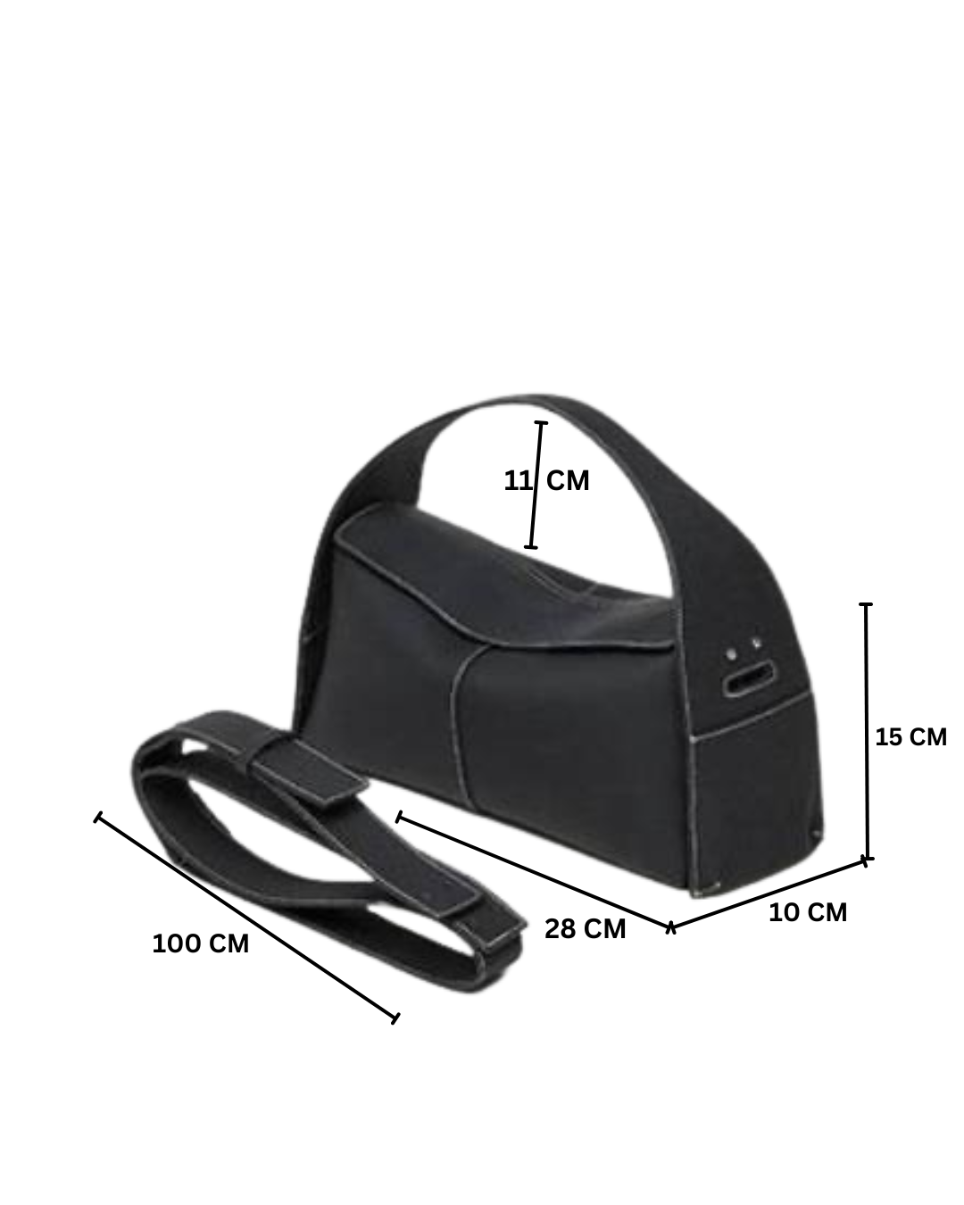 Pelle - Ladies leather Baguette Bag, col. black