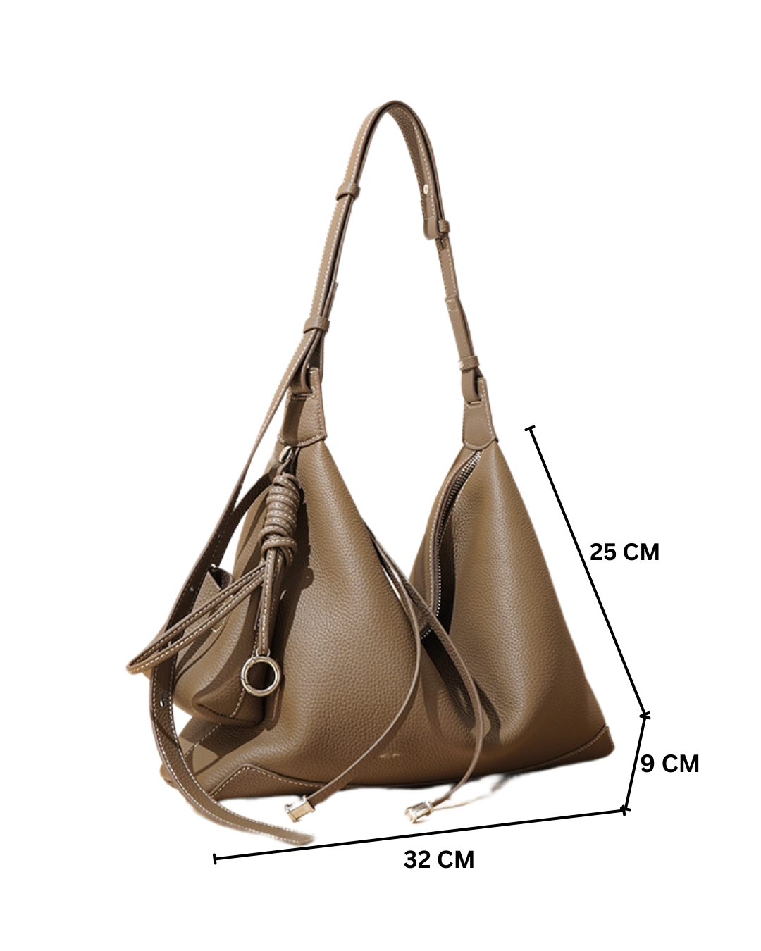 Lusso- Ladies leather satchel Bag, col. Taupe