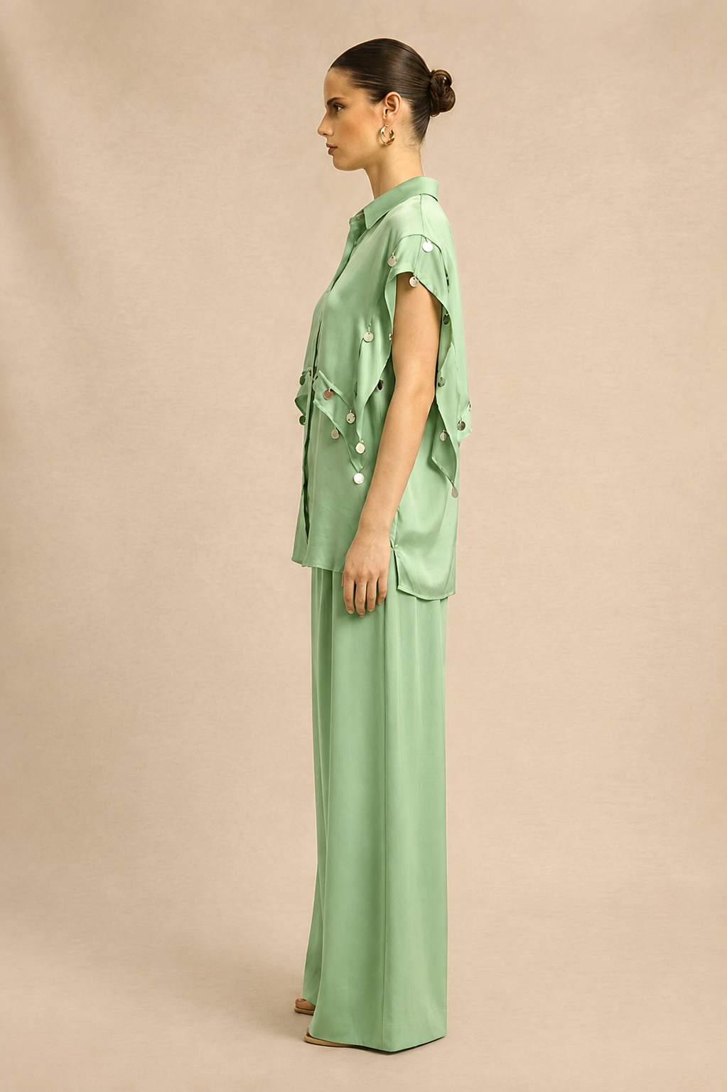Ash Green Coin Flap Co-ord set