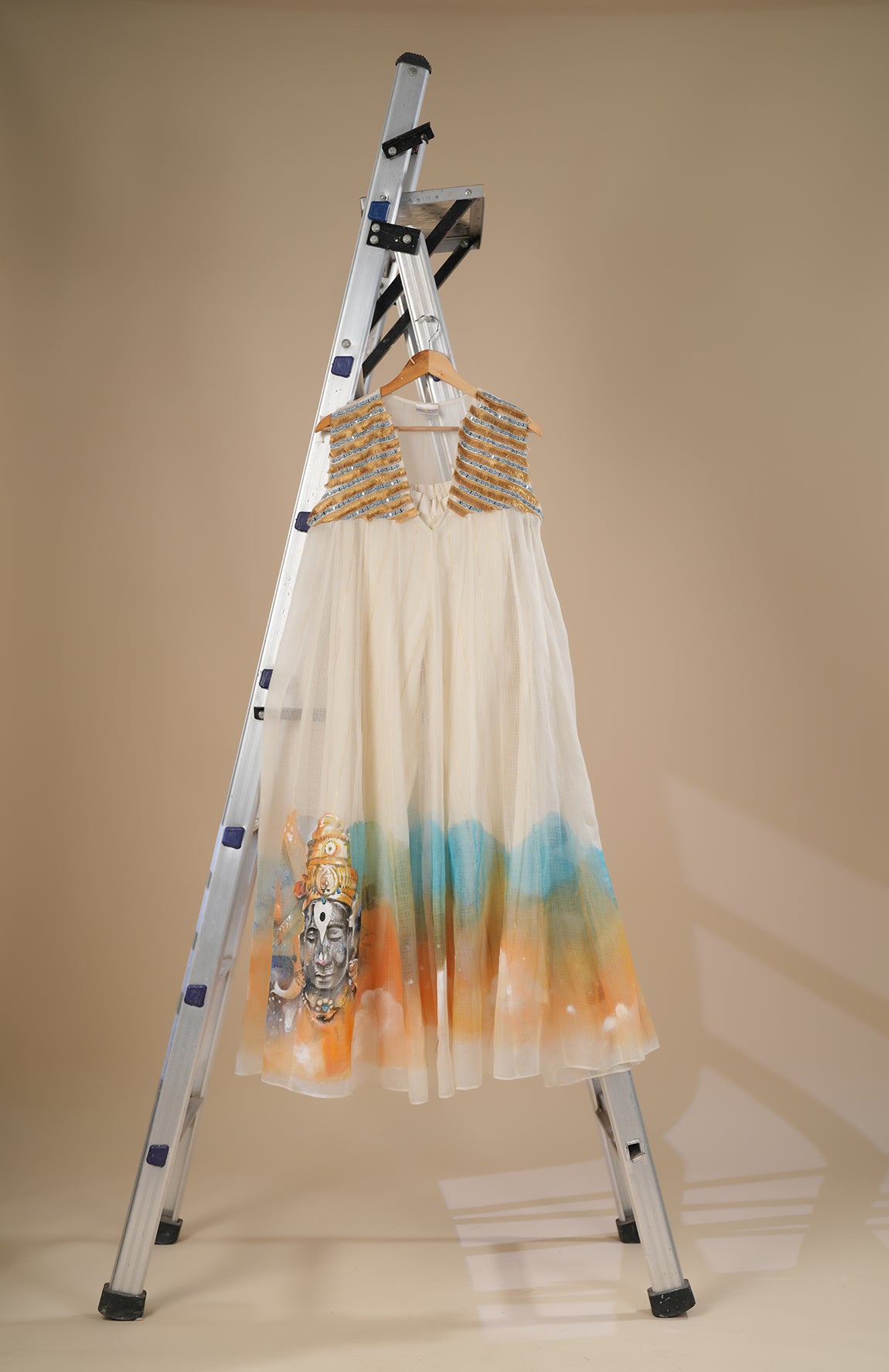 HAND PAINTED KOTA DORIA KURTA AND COTTON TUBE AND PANTS