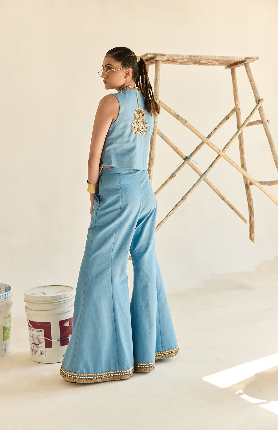 DENIM WAIST COAT AND  HIPSTERS