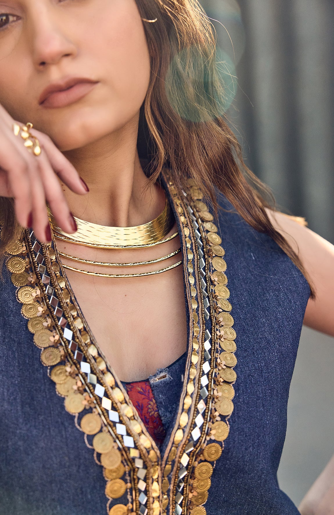 DARK DENIM WAIST COAT