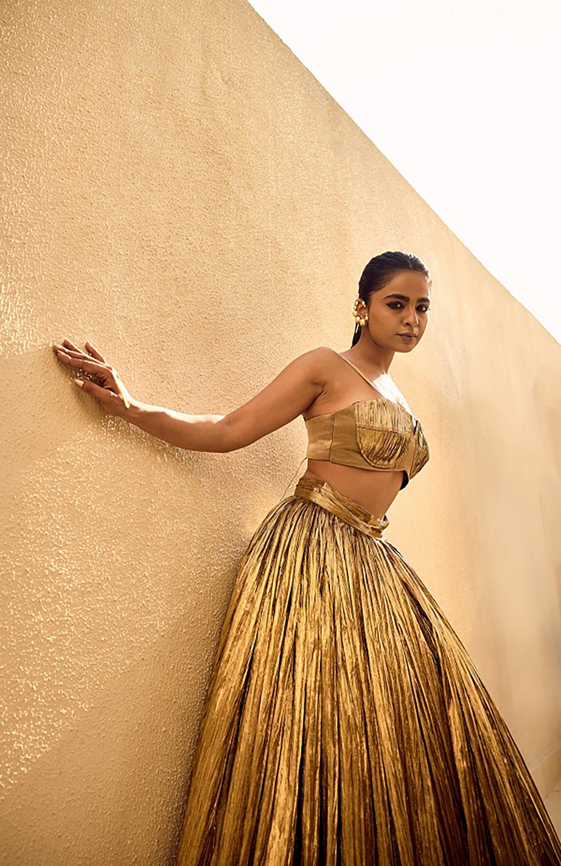GOLD BUSTIER AND GOLD SKIRT
