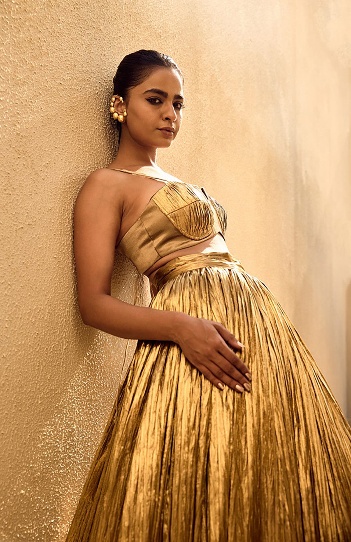 GOLD BUSTIER AND GOLD SKIRT