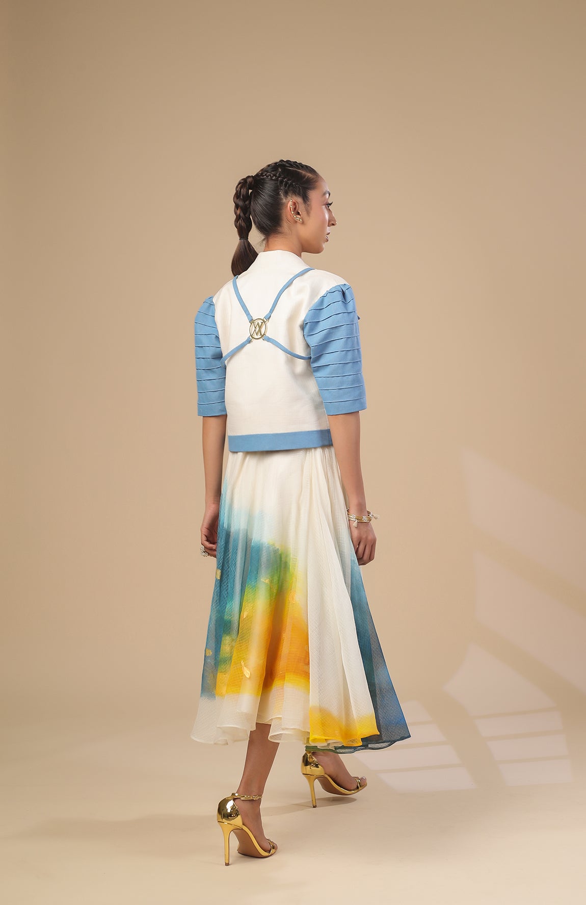 KOTA DORIA JACKET  GOLD BRALETTE WITH KOTA DORIA SKIRT