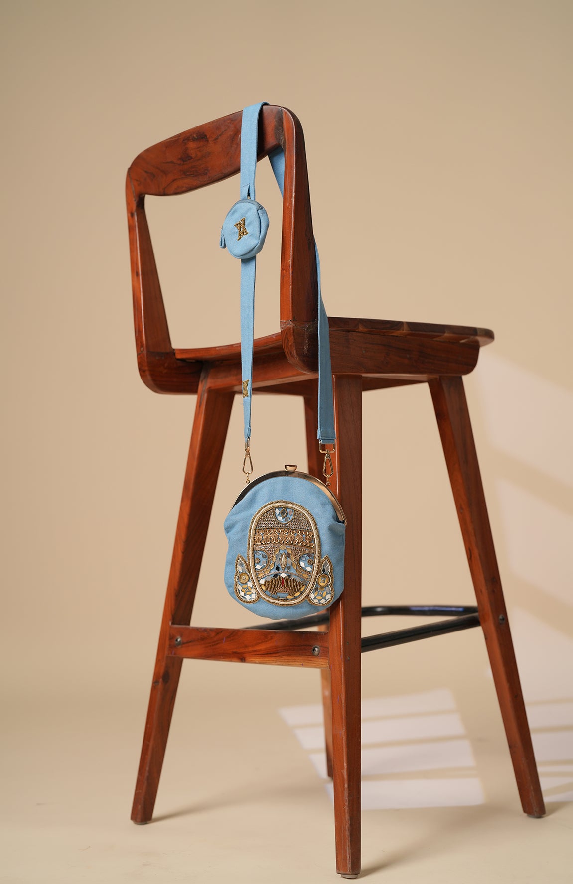 DENIM BAG WITH HAND EMBELLISHMENT