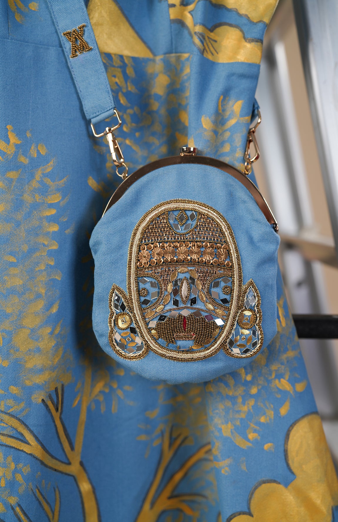DENIM BAG WITH HAND EMBELLISHMENT