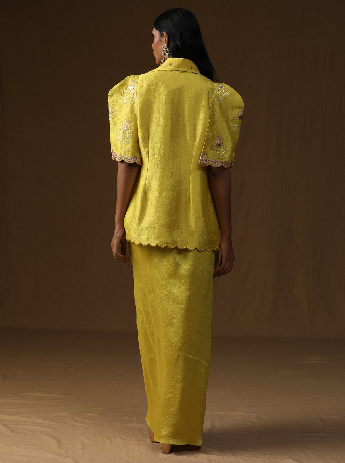 Rangadevi Lime– Draped Skirt Set