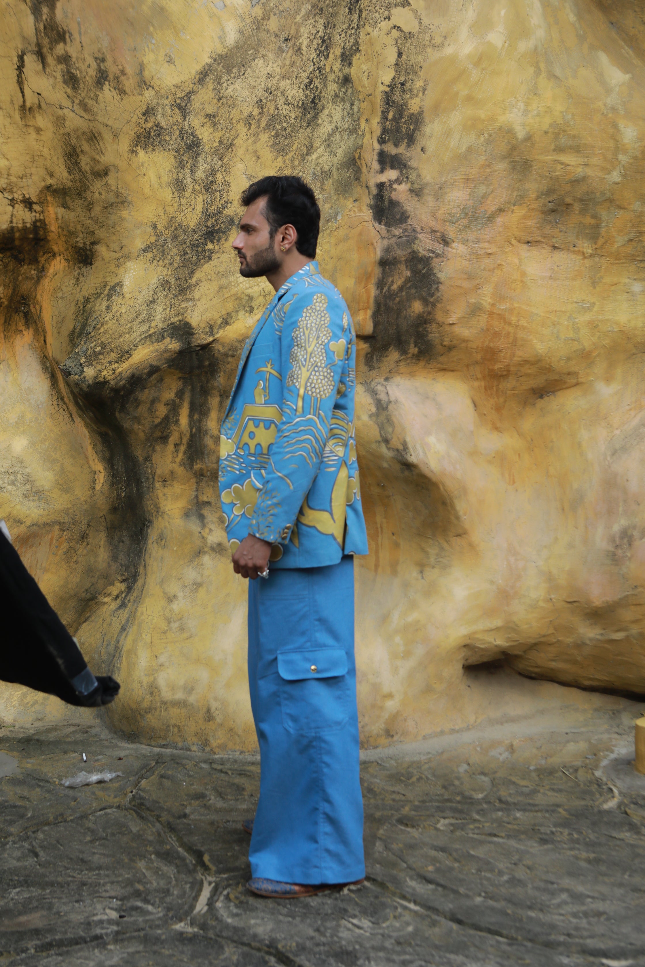 DEVI DRAPE DENIM HAND PAINTED BLAZER