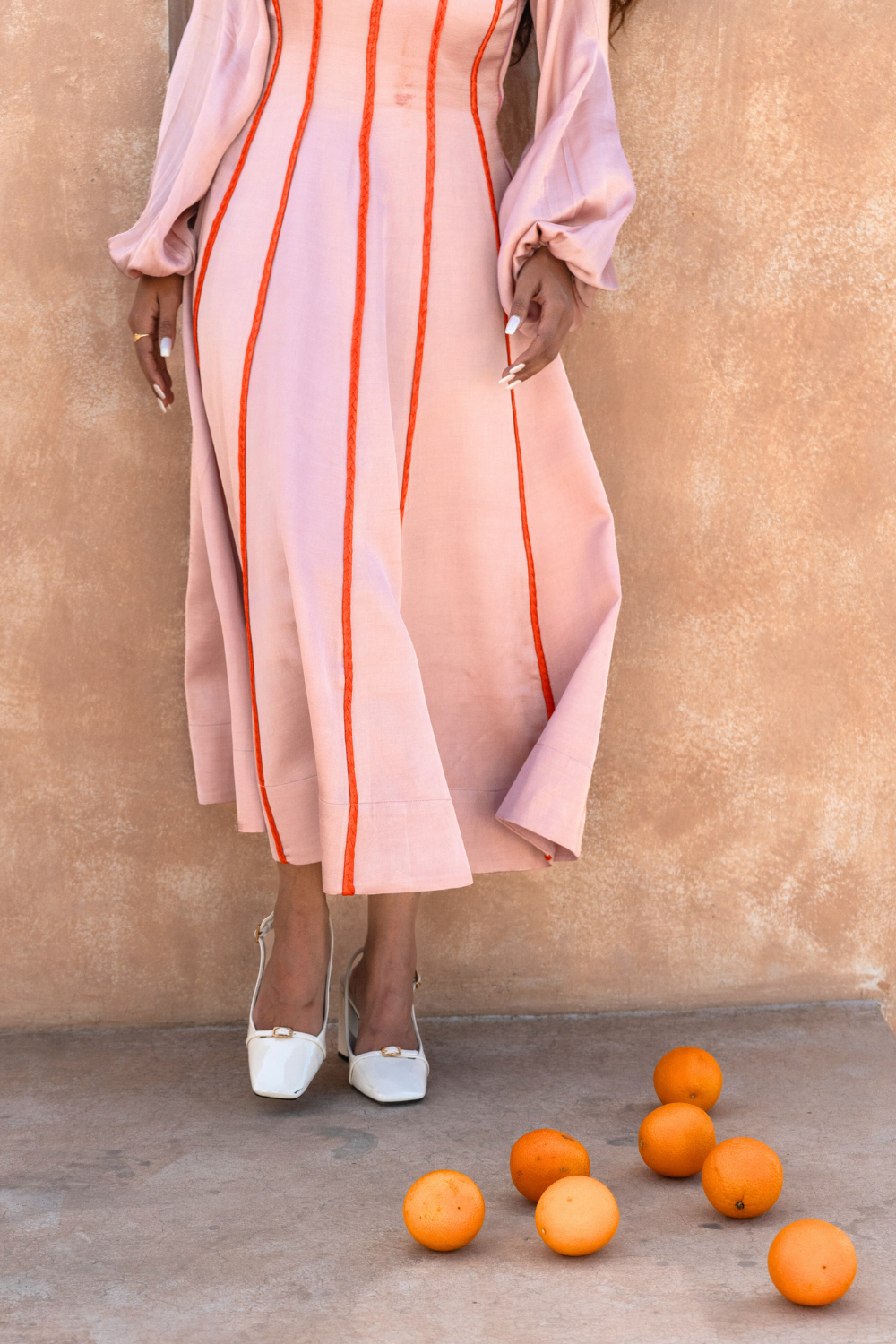 Pink Maxi Dress- Orange Braids
