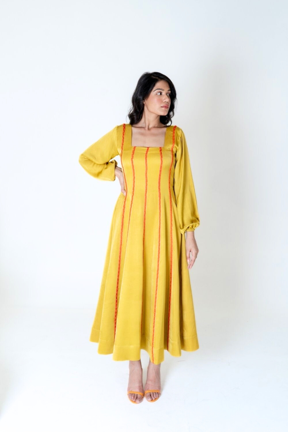 Yellow Maxi Dress- Orange Braids