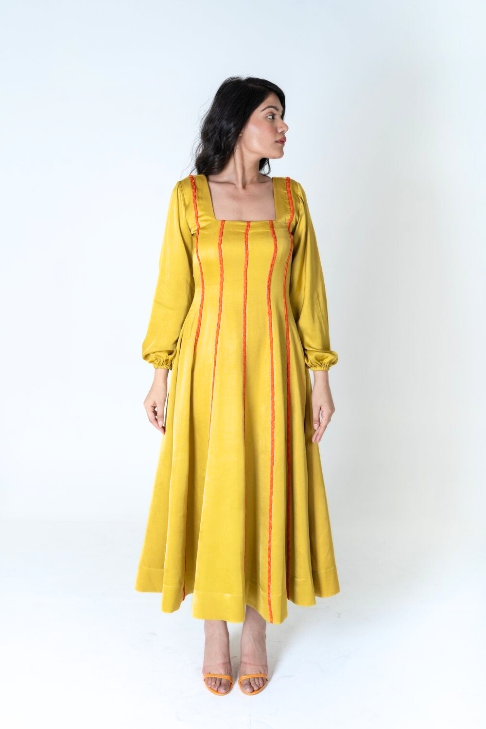 Yellow Maxi Dress- Orange Braids