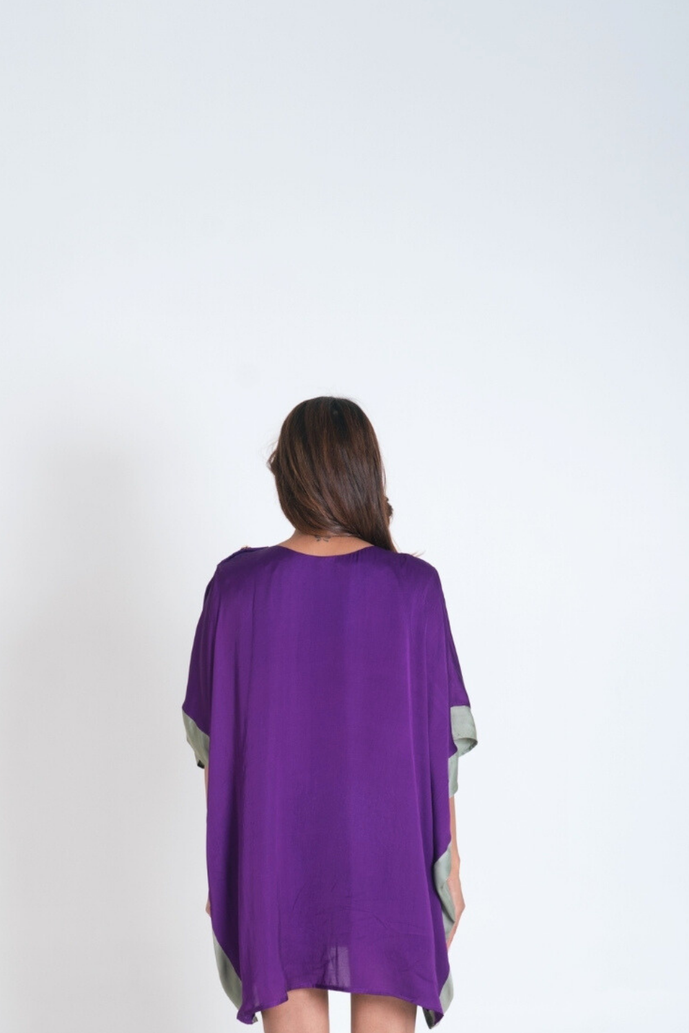 Purple- Green Short Kaftan Dress