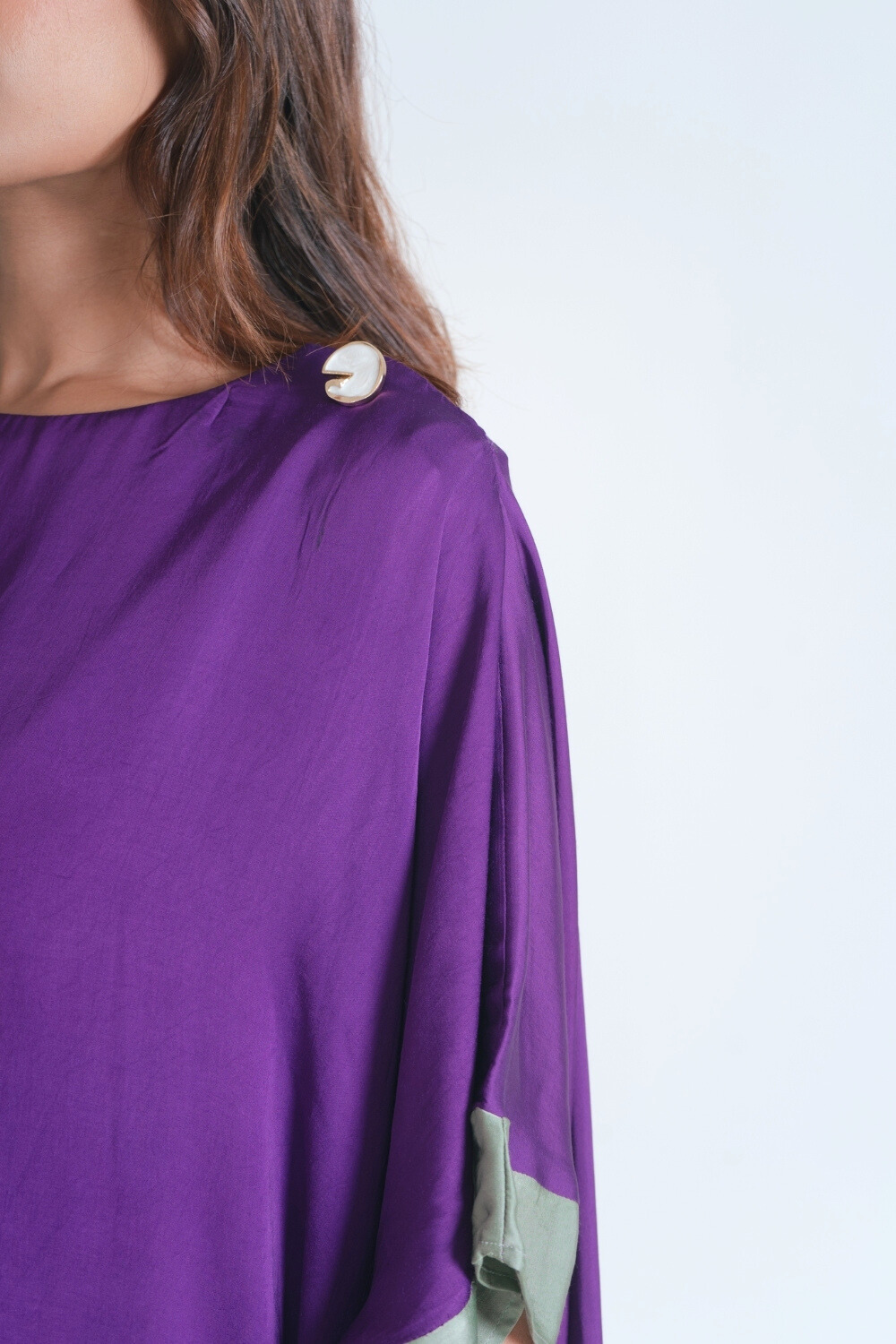 Purple- Green Short Kaftan Dress