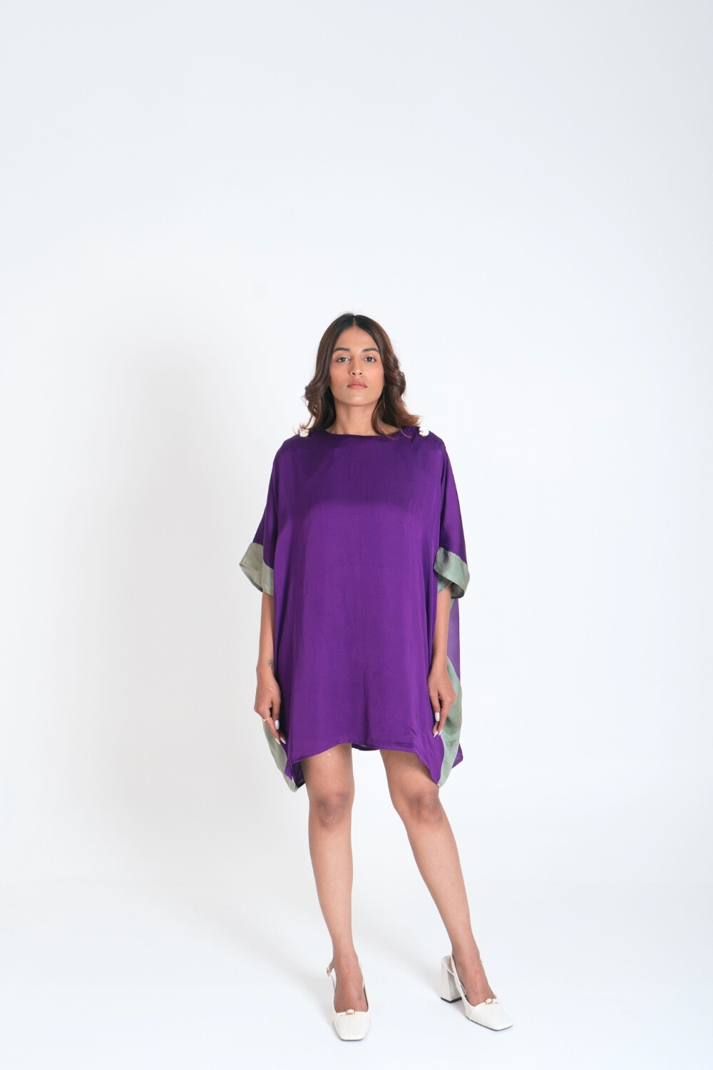 Purple- Green Short Kaftan Dress