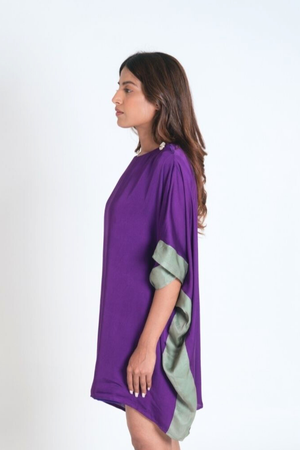 Purple- Green Short Kaftan Dress
