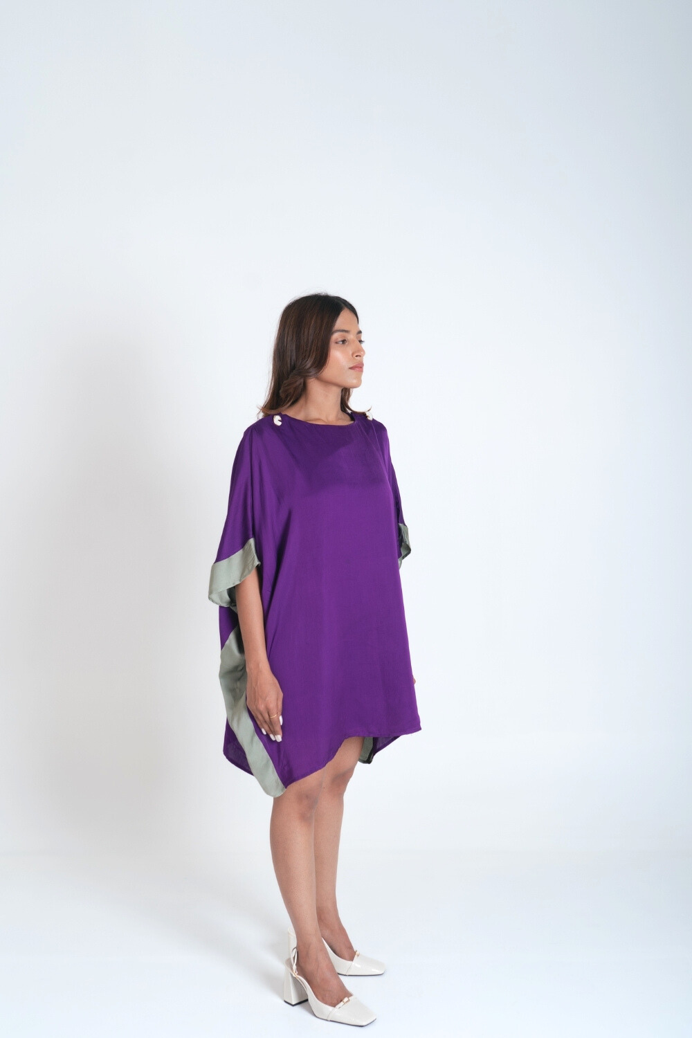 Purple- Green Short Kaftan Dress