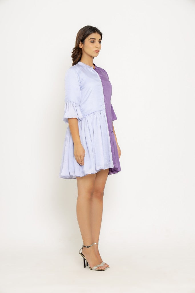 Purple-Lilac Half & Half Dress
