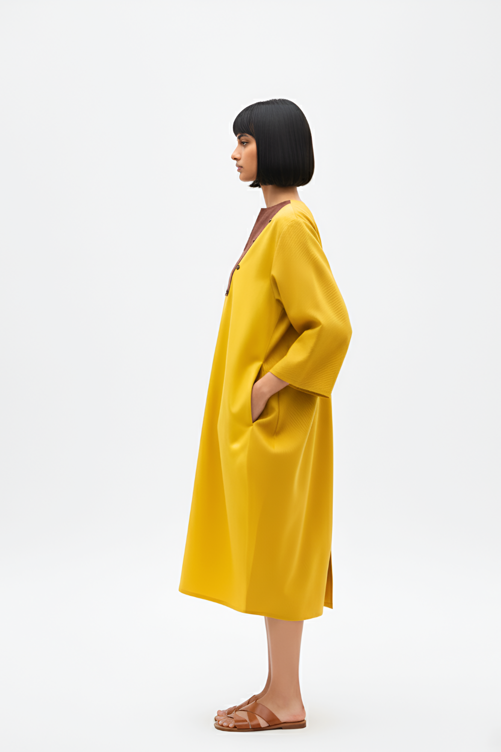 Mango Yellow-Tuscan Red Midi Dress