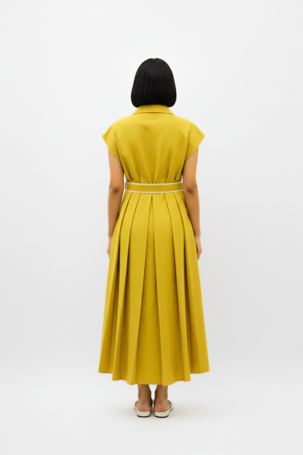 Mango Yellow-Ivory Skater Dress